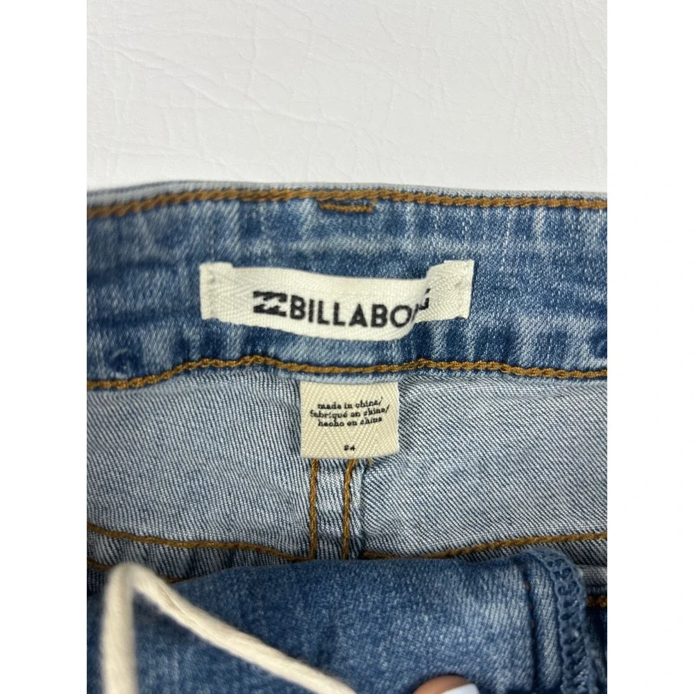 Billabong Womens Denim Shorts 24 Light Wash Lace Up Distressed Festival